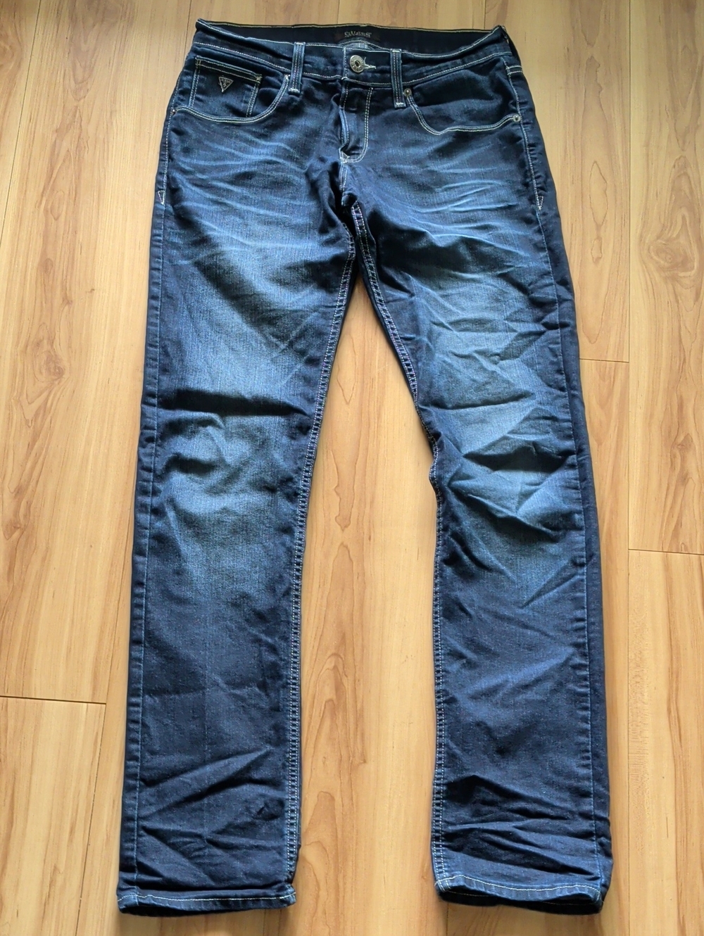 Men's Dark Blue Denim Guess Jeans - Classic Straight Fit